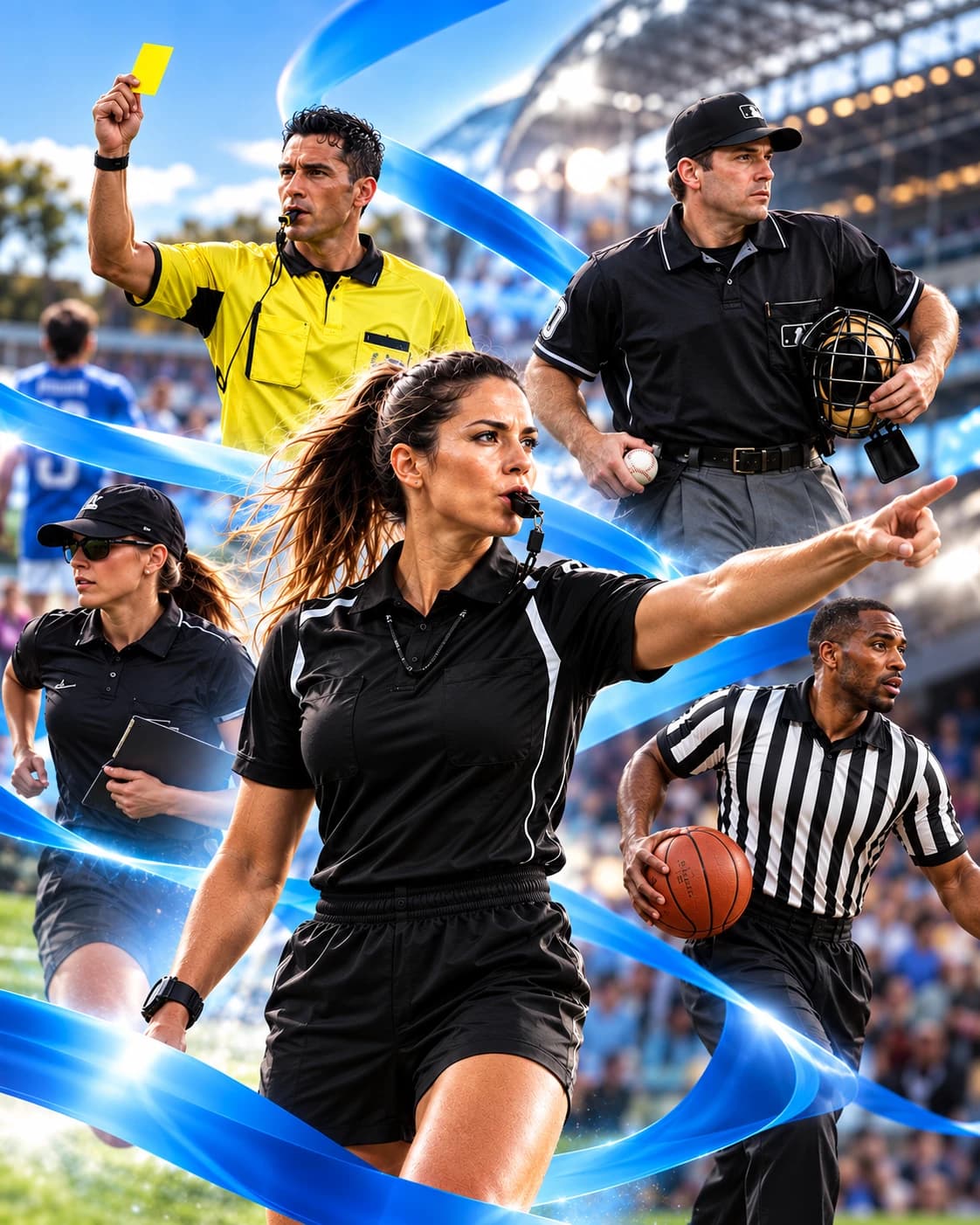 VLS Sport officials from soccer, baseball, basketball and volleyball with electric-blue light ribbons